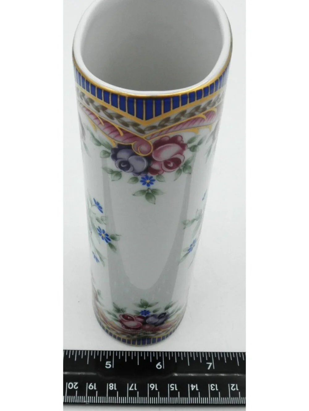Lefton Porcelain Bud Vase Hand Painted Flowers Red Purple Blue Vintage 1992